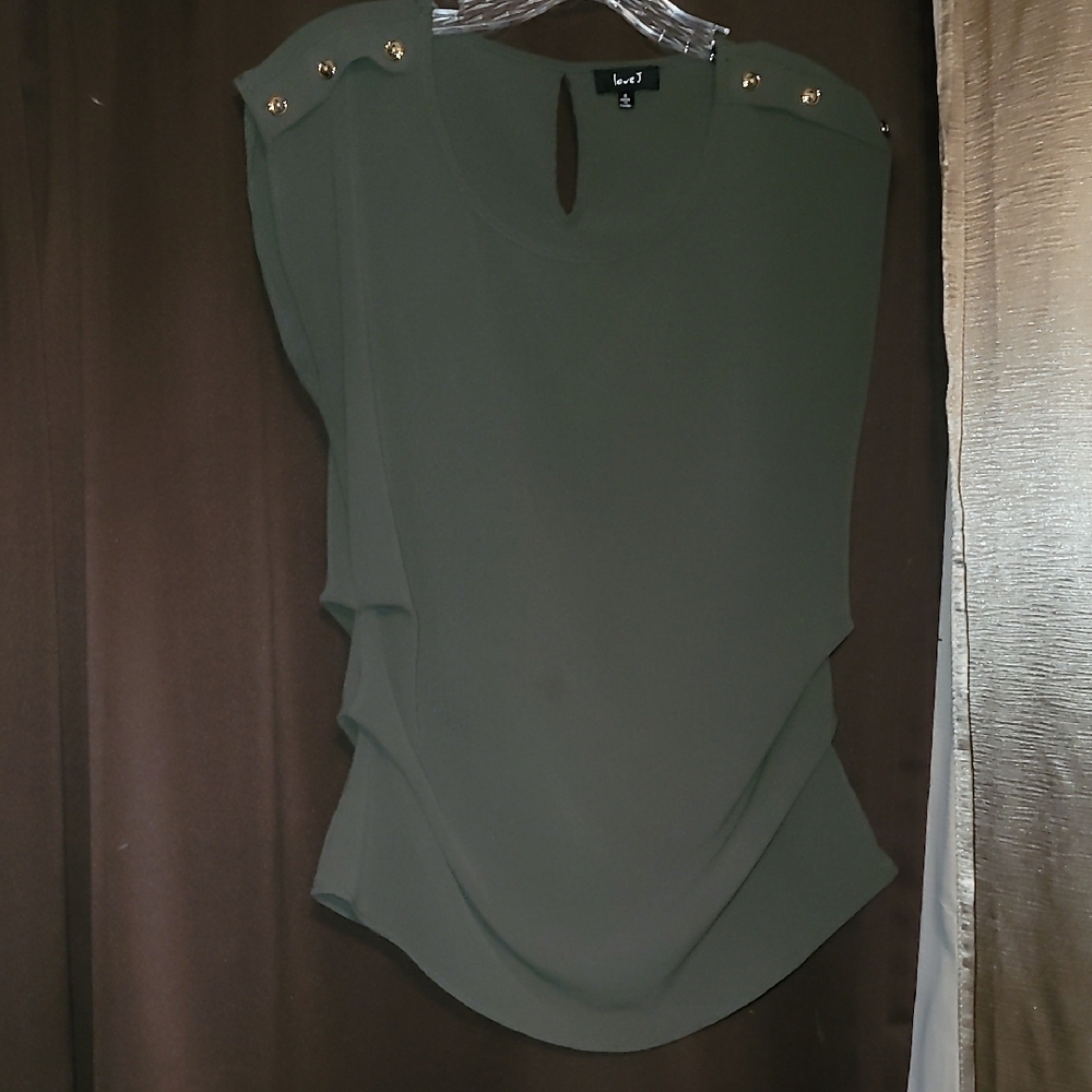 Lush Green Asymmetrical Sleeveless Blouse